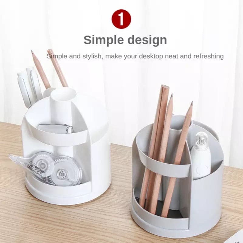 360˚ Degree Rotatable Desktop Pen Organizer, 3 Slots Spinning Pencil Pen Desk Organizers, Creative Pen Pencil Holder, Makeup Storage Container 360˚ Degree Rotatable Desktop Pen Organizer, 3 Slots Spinning Pencil Pen Desk Organizers, Creative Pen Pencil Holder, Makeup Storage Container